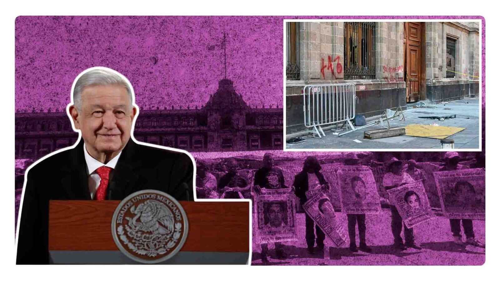 amlo califica como acto de provocación que los padres de ayotzinapa derribaran puerta en palacio nacional