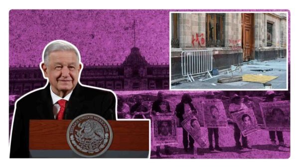 amlo califica como acto de provocación que los padres de ayotzinapa derribaran puerta en palacio nacional