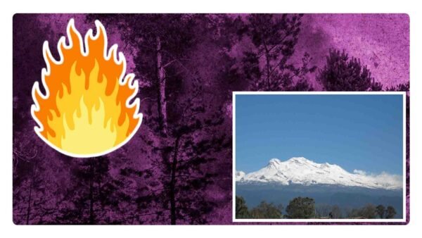 Incendio en las faldas del volcán Iztaccihuatl