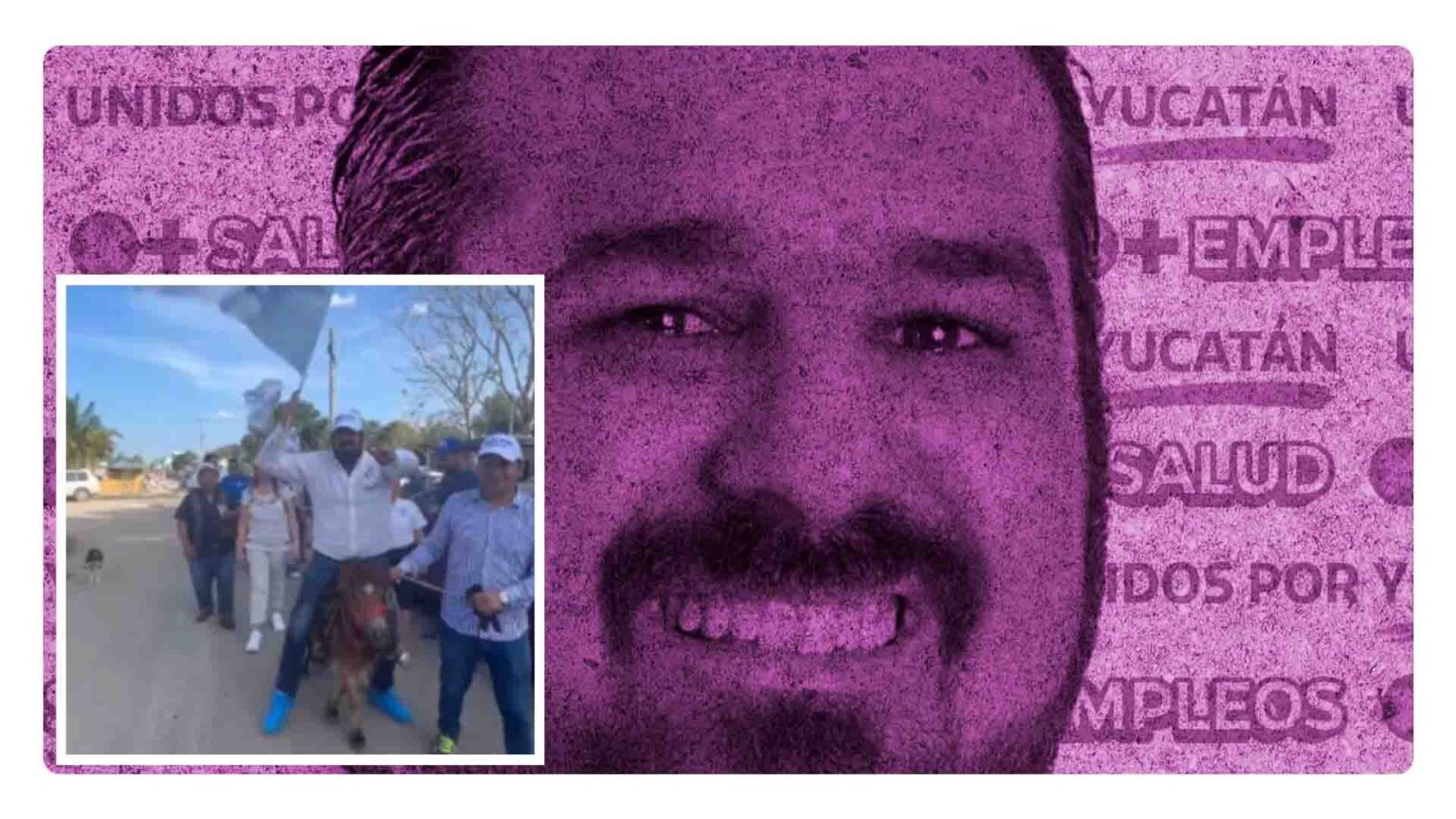 Esteban Abraham Macari, candidato del PAN es acusado de maltrato animal por montar un pony durante recorrido de campaña