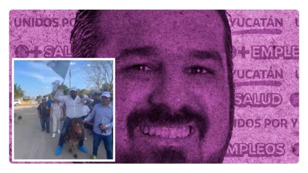 Esteban Abraham Macari, candidato del PAN es acusado de maltrato animal por montar un pony durante recorrido de campaña