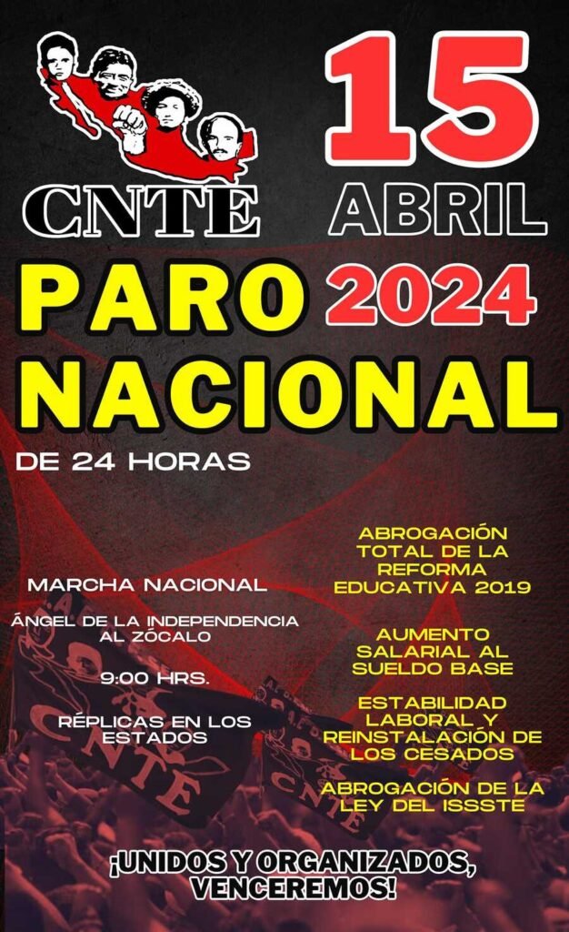marcha cnte ciudad de mexico 15 de abril