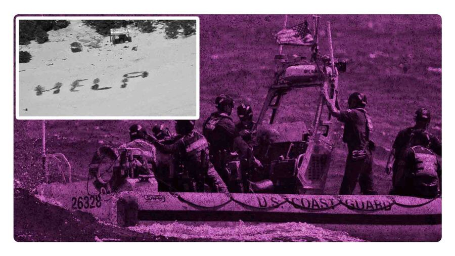 naufragos piden ayuda escribiendo help en la arena