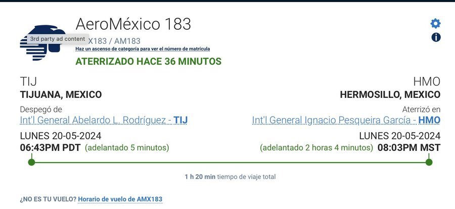 Vuelo de Aeroméxico aterriza de emergencia en Hermosillo, Sonora