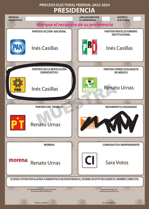 cuadernido de votos validos y nulos 2024