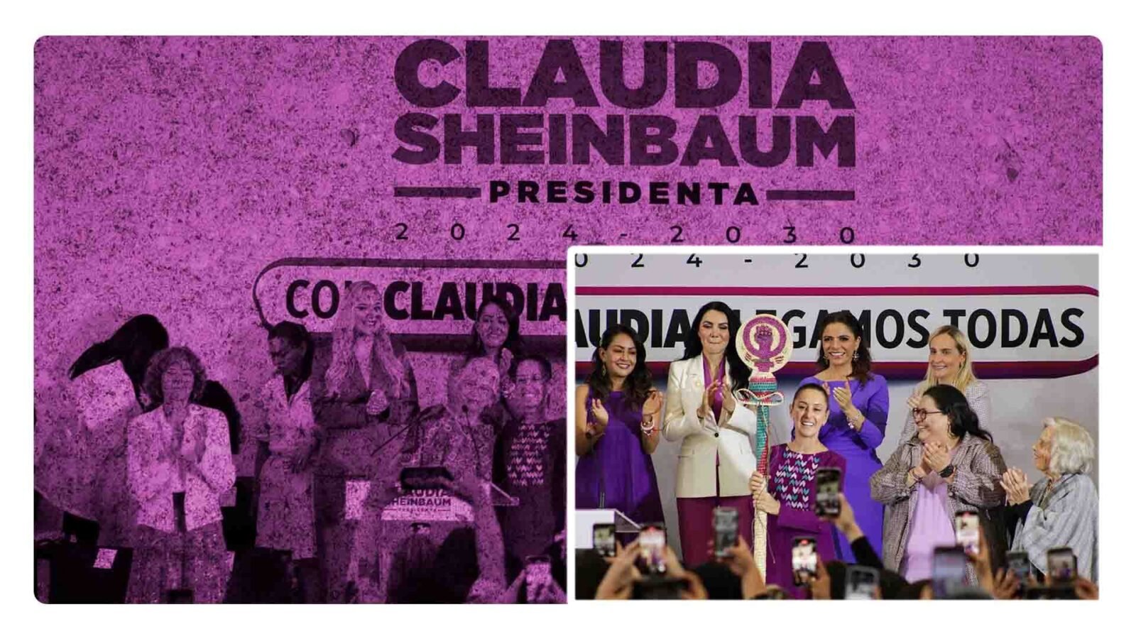 Claudia Sheinbaum recibe bastón demando de mujeres