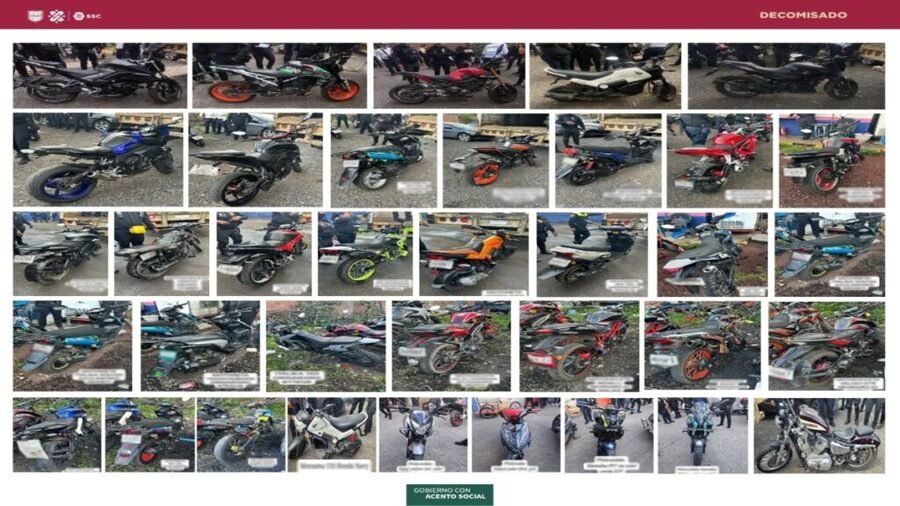 Aseguran 36 motocicletas tras detener a 35 motociclistas en la Alcaldía Iztapalapa
