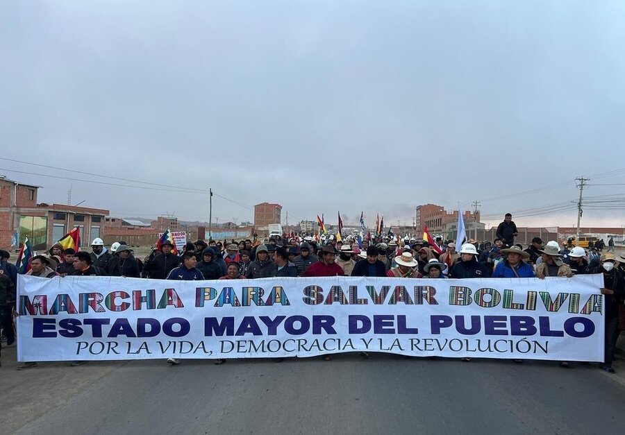 marcha de evo morales llega a la paz