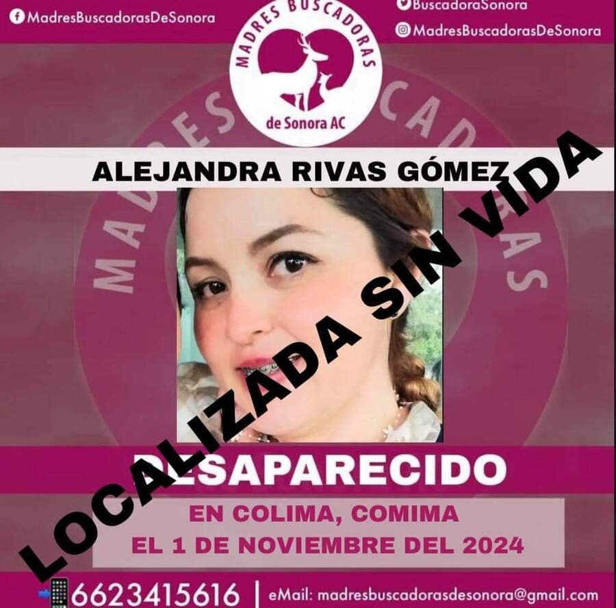 encuentran el cuerpo de alejandra rivas gomez, quien estaba desaparecida en colima