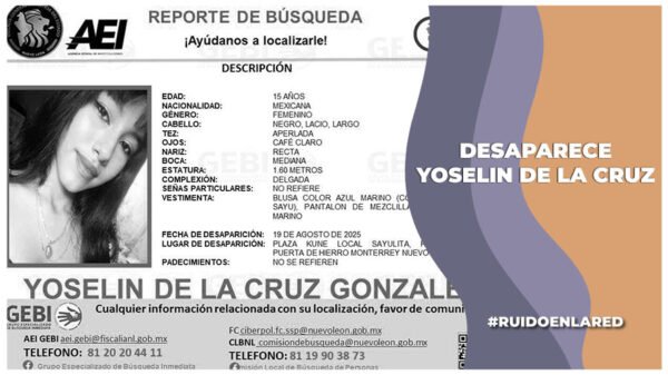 Desaparece Yoselin de la Cruz