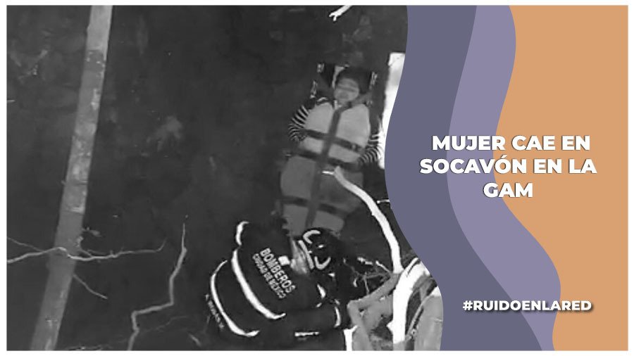 mujer cae en un socavón de 6 metros de profundidad