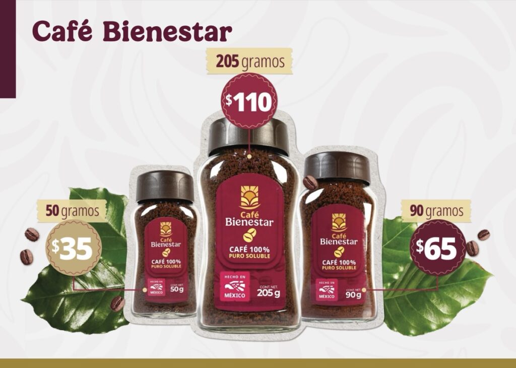 Imagen de los precios y presentaciones del Café del Bienestar