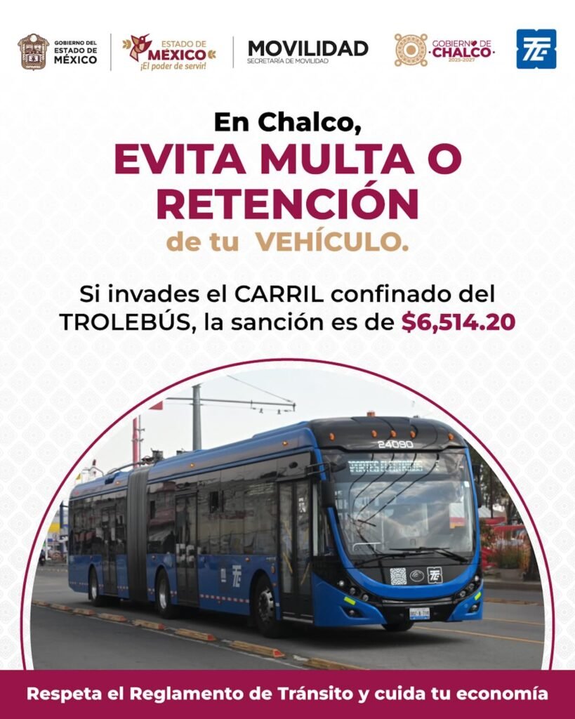 Imagen para nota de ¿Cuál es la multa por invadir el carril del trolebús Chalco-Santa Martha?