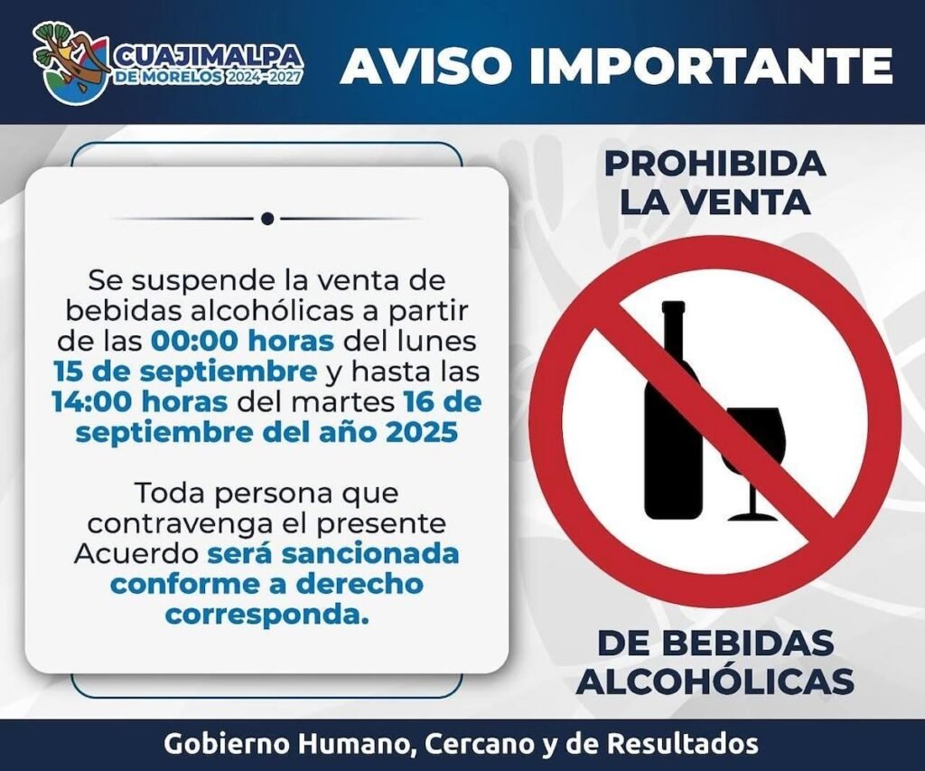 Imagen para nota de la Ley Seca en Cuajimalpa septiembre 2025