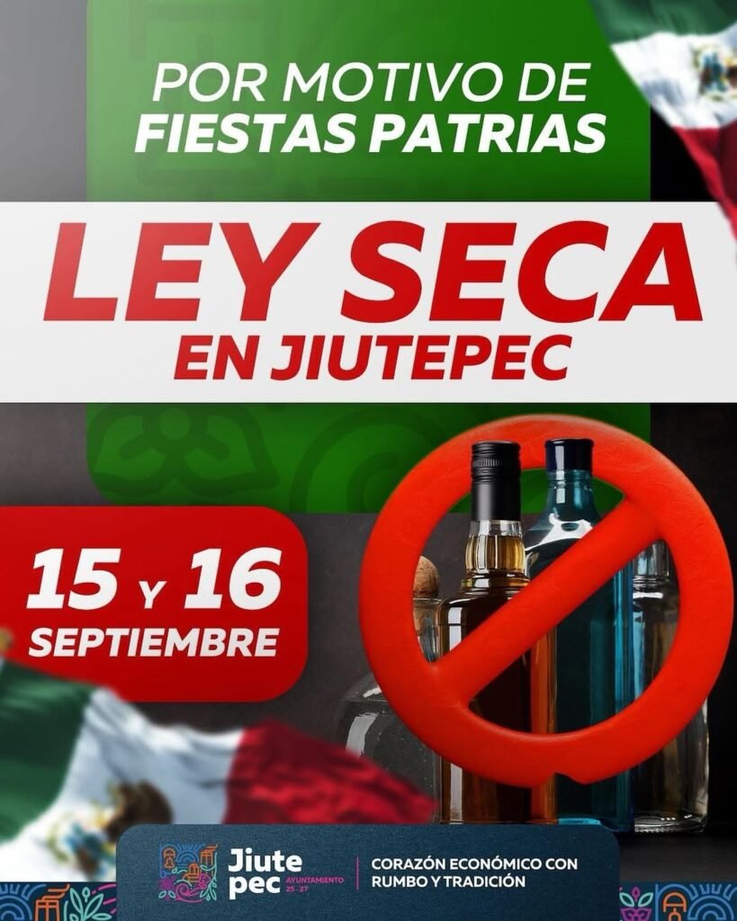 Imagen para nota de la Ley Seca en Morelos septiembre 2025