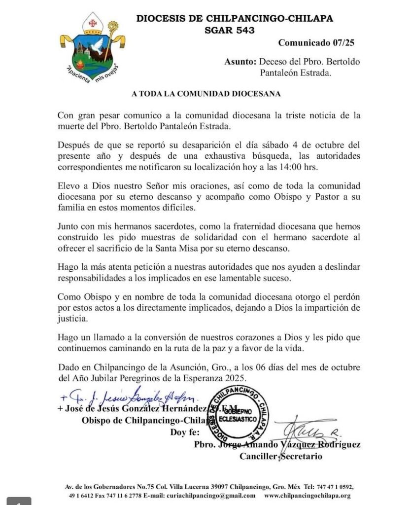 Imagen para nota del sacerdote Bertoldo Pantaleón
