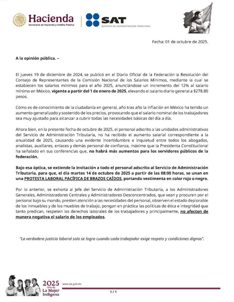 paro sat 14 de octubre actividades