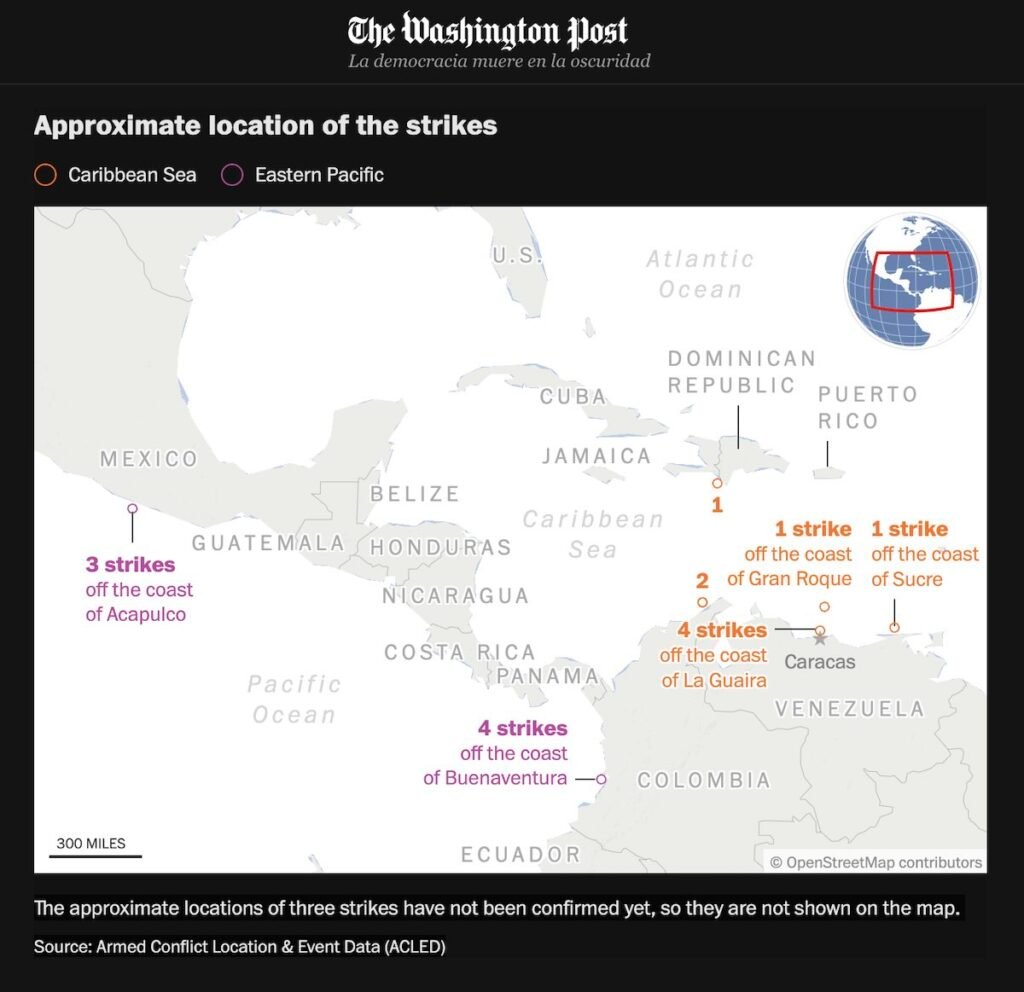 mapa de los ataques de EU