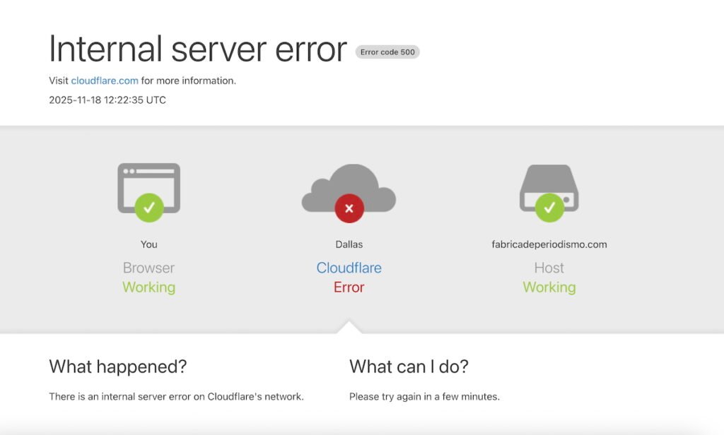 Fallas en X y Chat GPT: problema de Cloudfare afecta al mundo