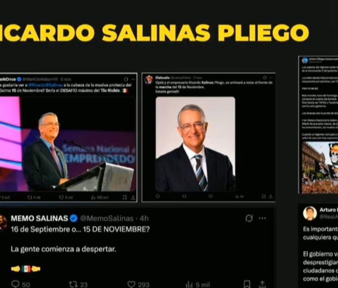 foto de presentación del gobierno y la marcha de la generación z y salinas pliego