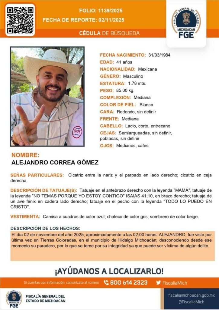 ficha de búsqueda de Alejandro Correa Gómez
