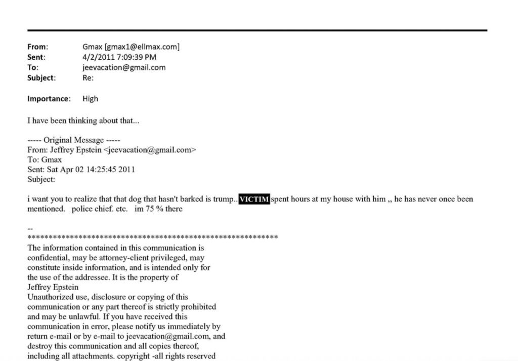 foto de los correos de epstein sobre trump