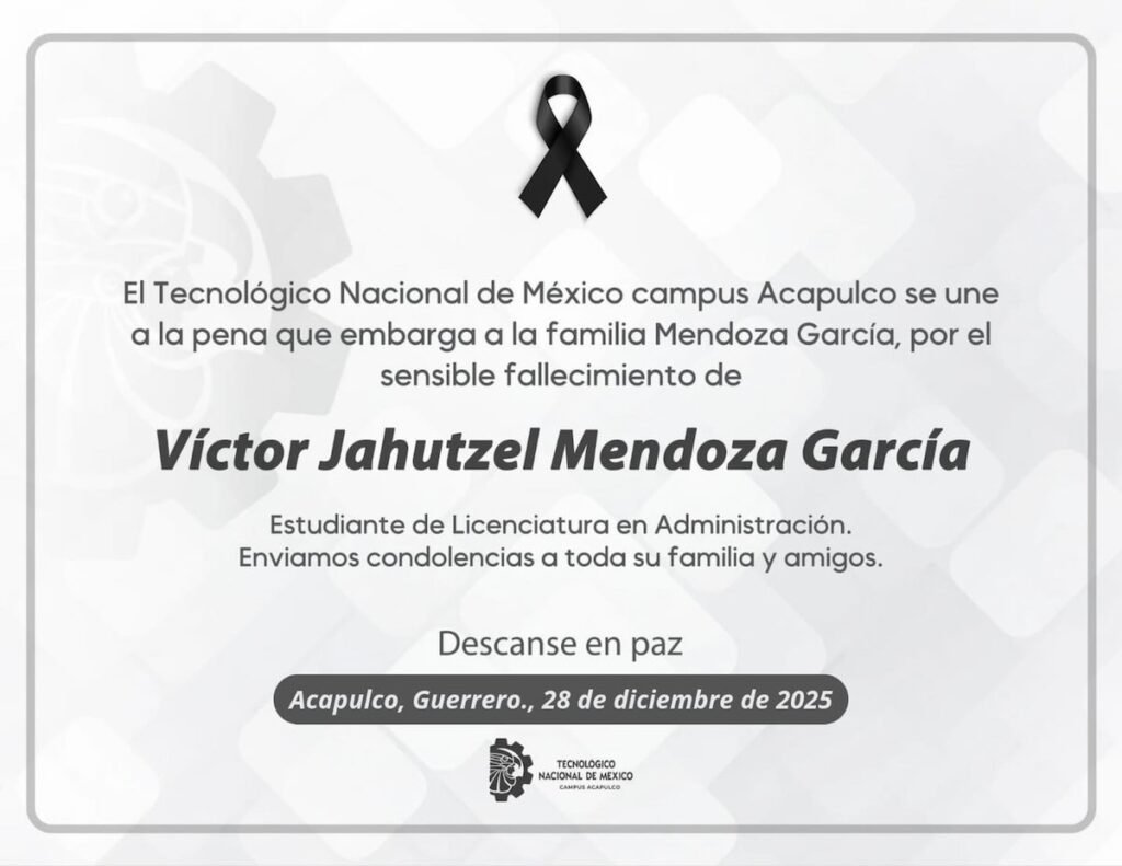 esquela de uno victor, uno de los estudiantes asesinados de acapulco