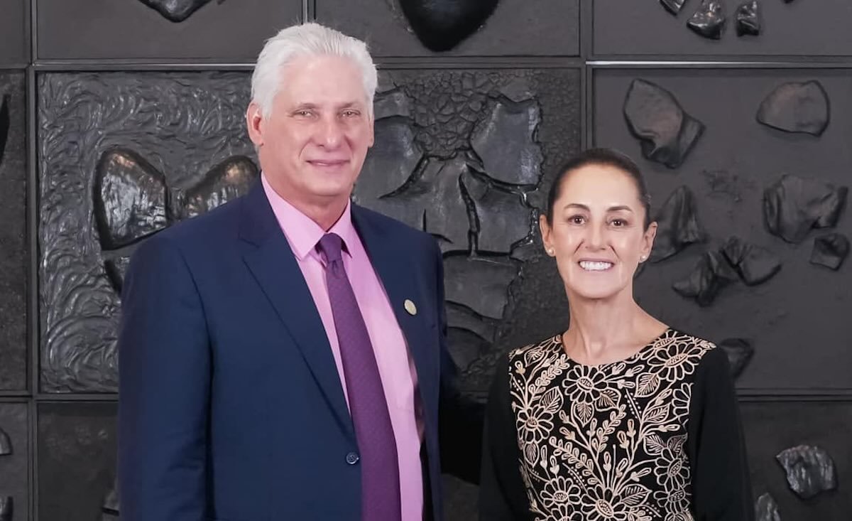 foto de sheinbaum y el presidente de cuba