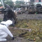foto de la zona de la explosión del coche bomba en michoacán