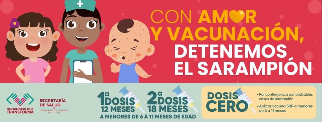 gráfico de la secretaría de salud de chiapas sorbe la vacuna contra el sarampión