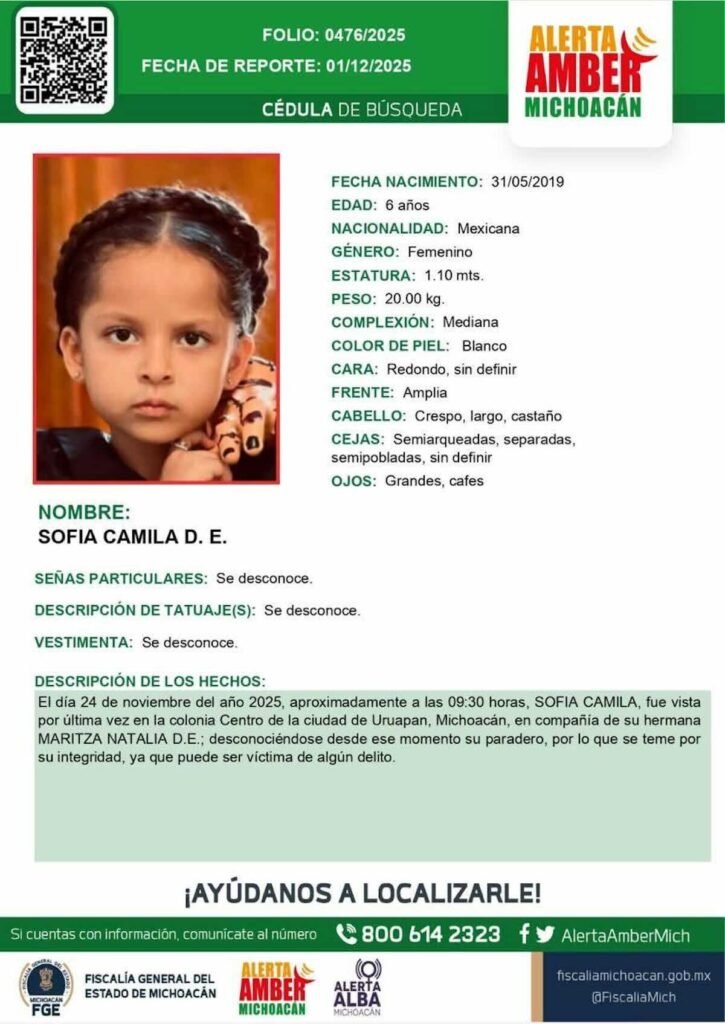 alerta amber de las hijas de Maritza desaparecidas en Uruapan