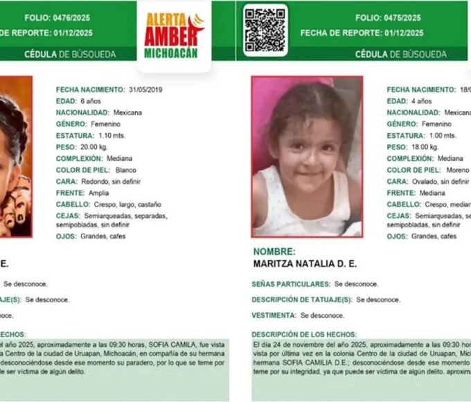 fotos de las hijas desaparecidas de maritza en Uruapan, Michoacán