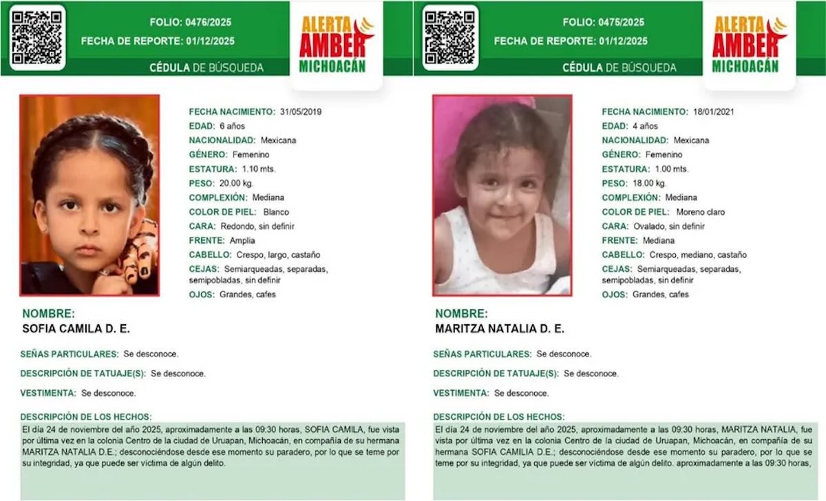 fotos de las hijas desaparecidas de maritza en Uruapan, Michoacán