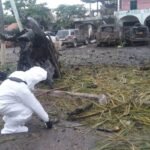 foto del supuesto coche bombe que explotó en coahuayana, michoacán