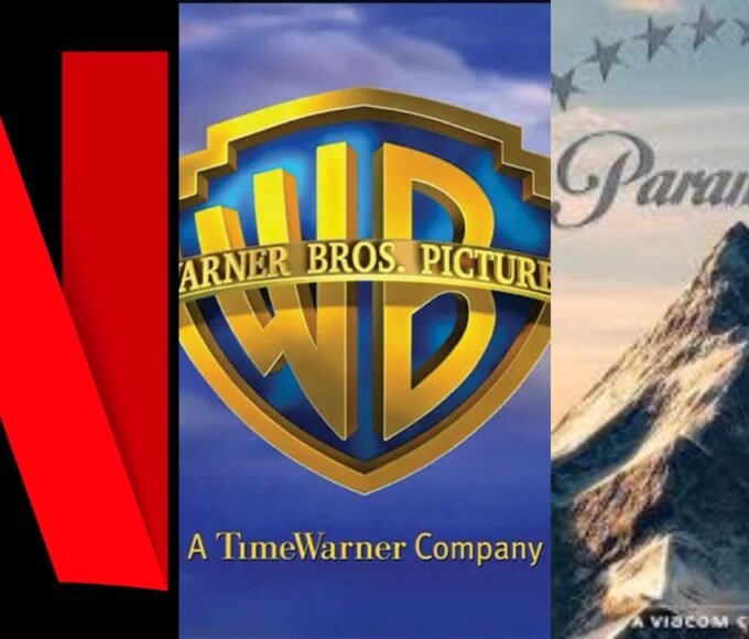 logos de netflix, warner bros y paramount