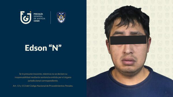 Edson N detenido por la FIscalia de la CDMX. Foto. Fiscalía CMDX