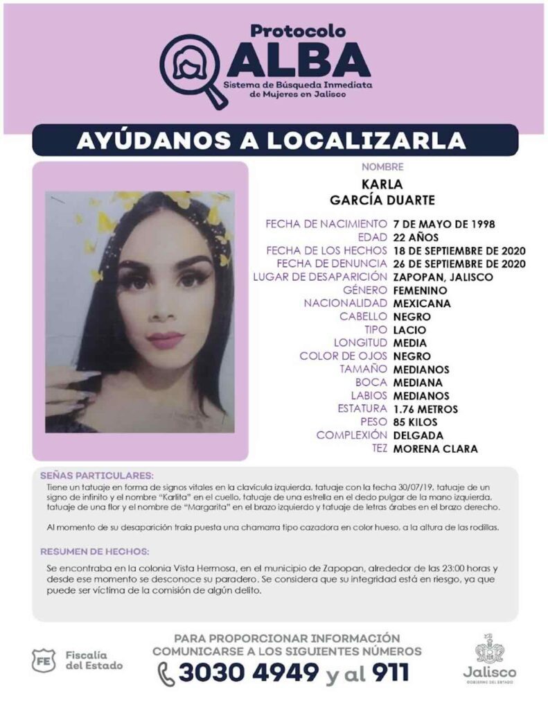 Foto de la ficha de búsqueda de Karla García Pérez