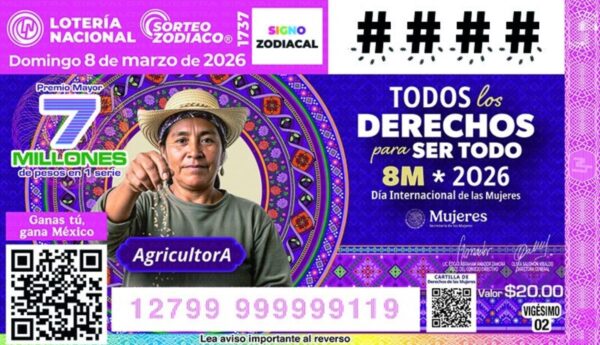 Presentan billete de la lotería en conmemoración del Día Internacional de la Mujer