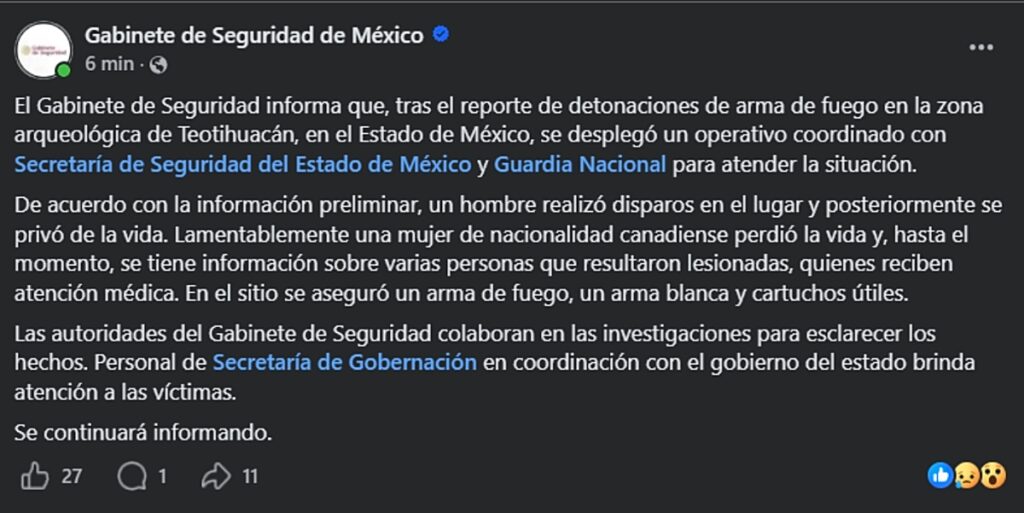 Balacera en zona arqueológica de Teotiahuacán 