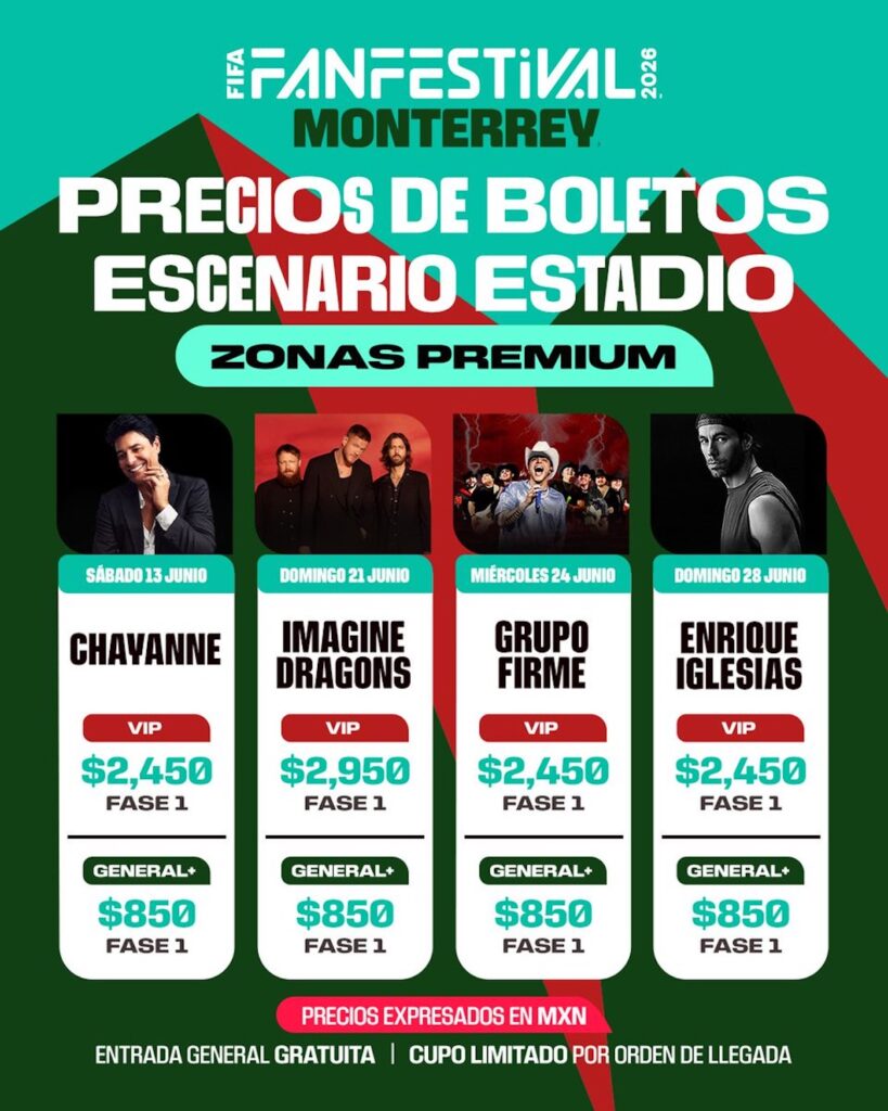 fan fest monterrey conciertos precios