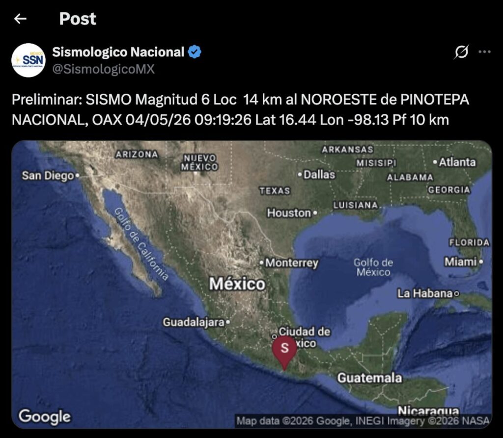 Sismo hoy: