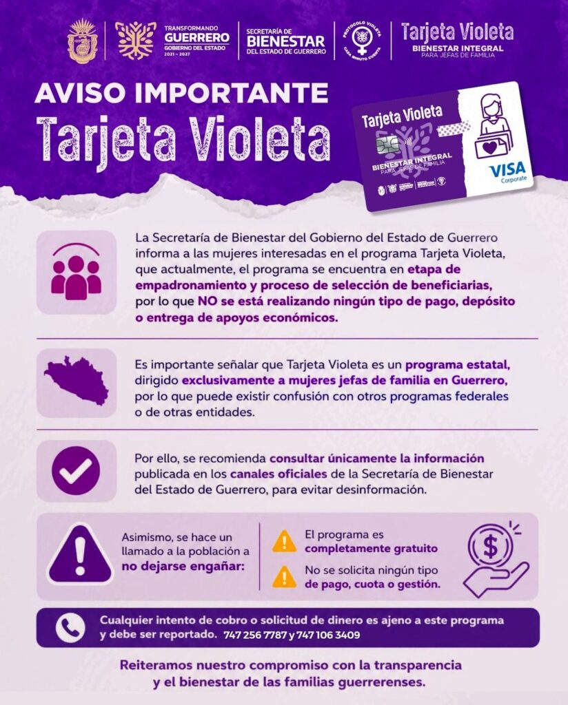 Tarjeta Violeta de Guerrero