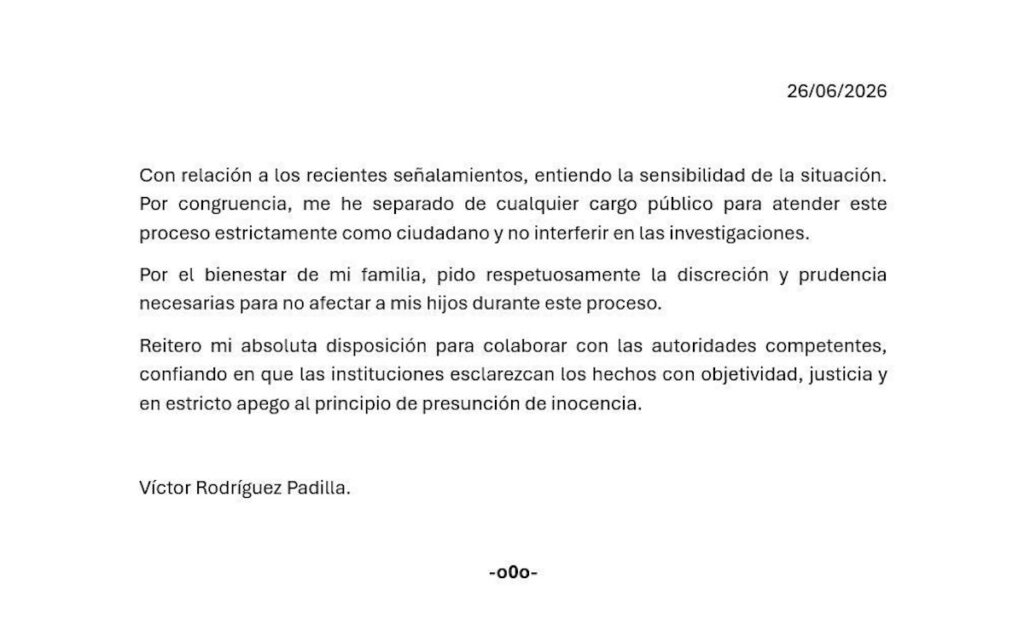 comunicado del exdirector de pemex, víctor rodríguez padilla