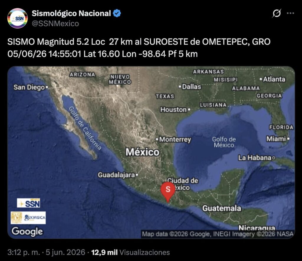 Sismo, con epicentro en Guerrero