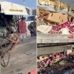 Accidente hoy en el Circuito Exterior Mexiquense: camión de cebollas vuelca en Ecatepec y provoca cierre parcial hacia Querétaro