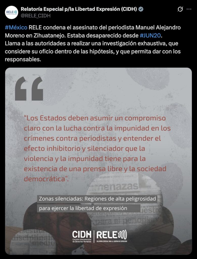 foto del mensaje de la CIDH