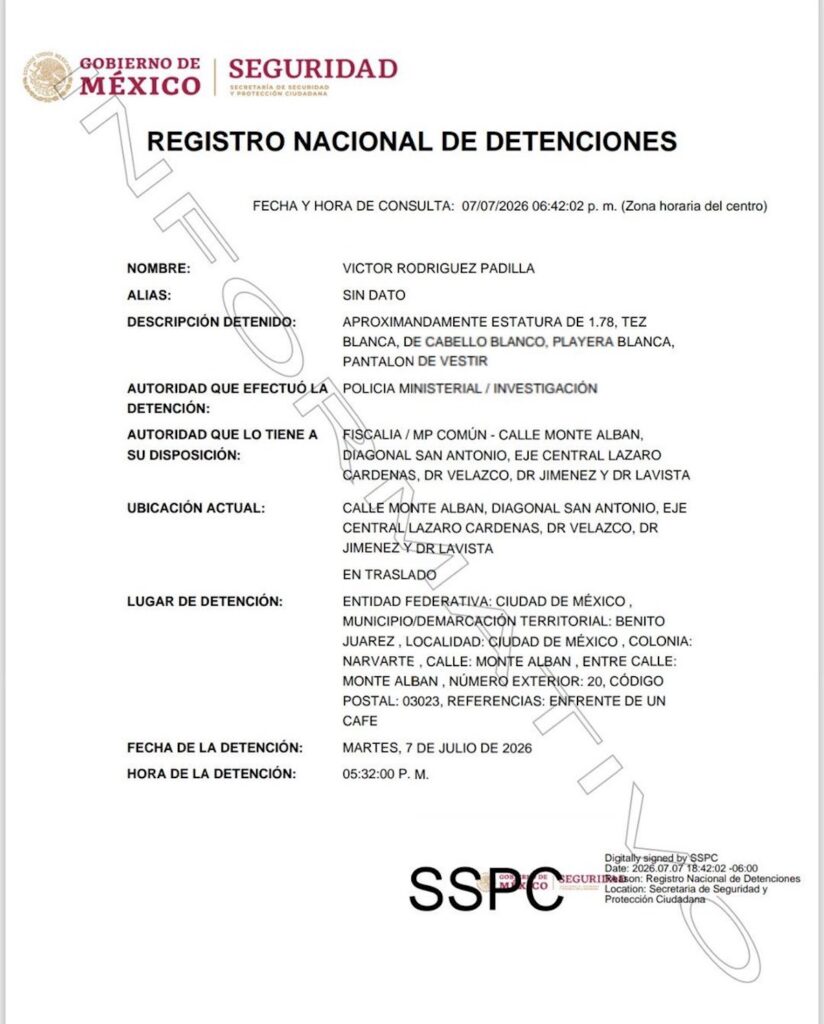 víctor rodríguez padilla detenido
