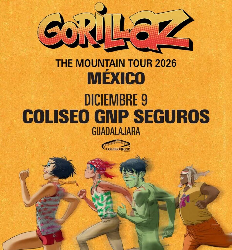 Cartel de los boletos para Gorillaz en Guadalajara 2026
