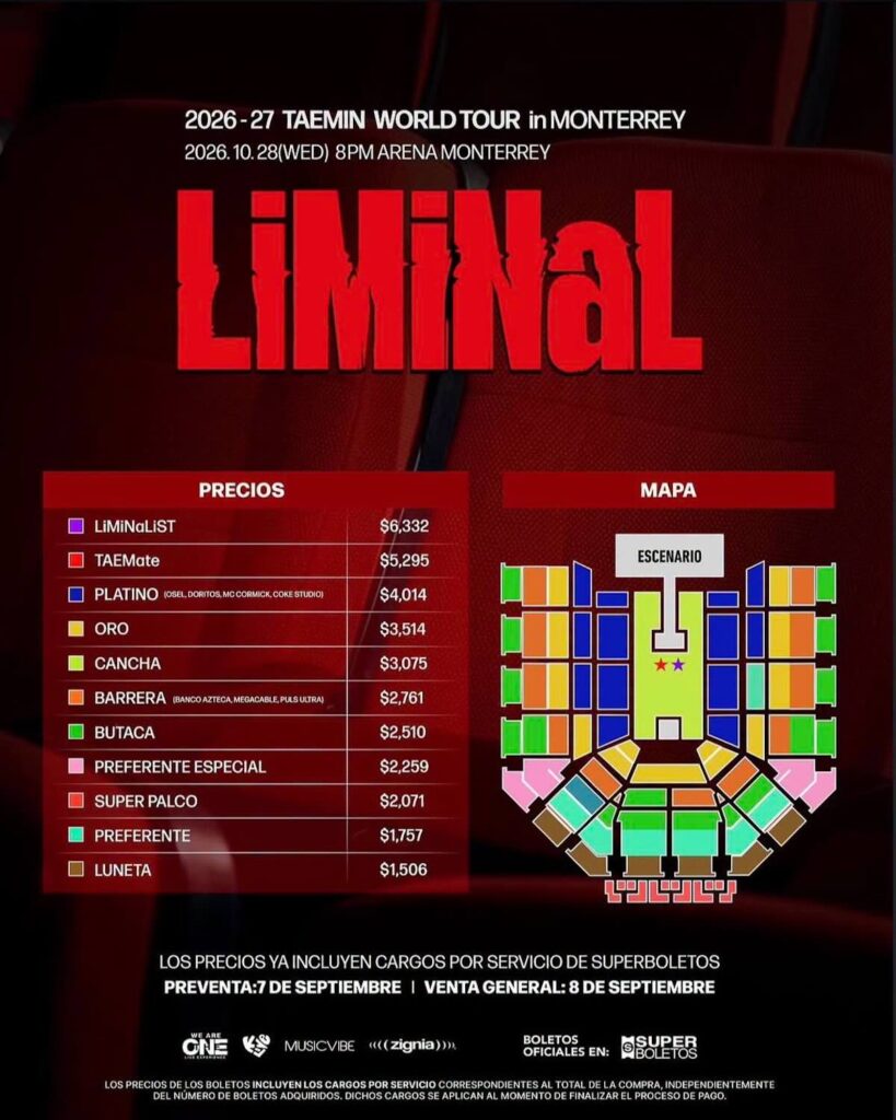 precios de los boletos para taemin en CDMX