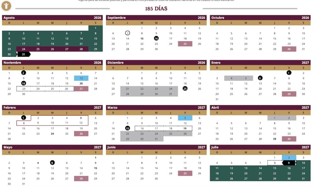 calendario escolar ciclo 2026-2027